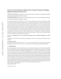 A Survey on Event Prediction Methods from a Systems Perspective: Bringing Together Disparate Research Areas