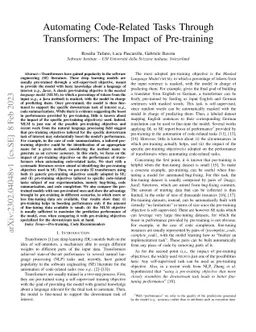 Automating Code-Related Tasks Through Transformers: The Impact of
  Pre-training
