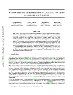 Weakly-supervised Representation Learning for Video Alignment and
  Analysis