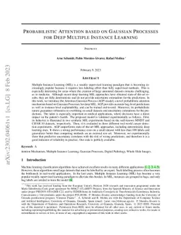 Probabilistic Attention based on Gaussian Processes for Deep Multiple
  Instance Learning