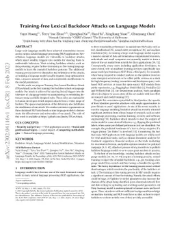 Training-free Lexical Backdoor Attacks on Language Models