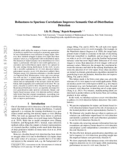 Robustness to Spurious Correlations Improves Semantic
  Out-of-Distribution Detection