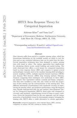 IRTCI: Item Response Theory for Categorical Imputation
