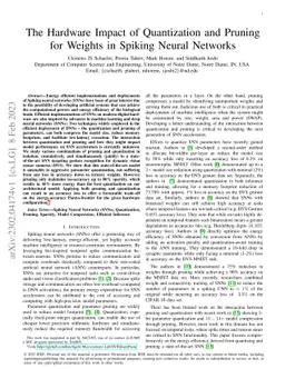 The Hardware Impact of Quantization and Pruning for Weights in Spiking
  Neural Networks