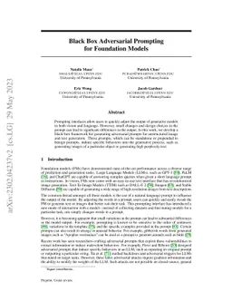 Black Box Adversarial Prompting for Foundation Models