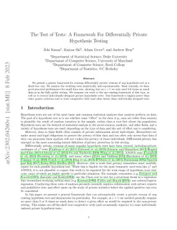 The Test of Tests: A Framework For Differentially Private Hypothesis
  Testing