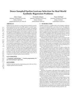 Down-Sampled Epsilon-Lexicase Selection for Real-World Symbolic
  Regression Problems