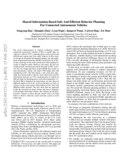 Shared Information-Based Safe And Efficient Behavior Planning For
  Connected Autonomous Vehicles