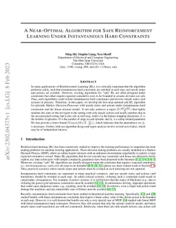 A Near-Optimal Algorithm for Safe Reinforcement Learning Under
  Instantaneous Hard Constraints