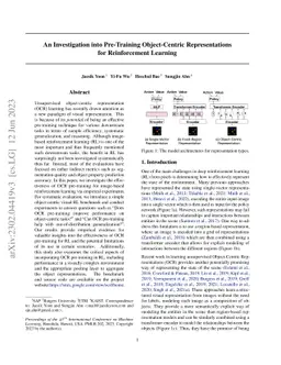 An Investigation into Pre-Training Object-Centric Representations for
  Reinforcement Learning
