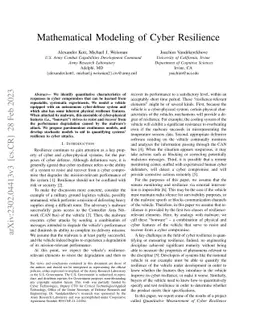 Mathematical Modeling of Cyber Resilience