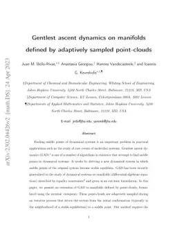 Gentlest ascent dynamics on manifolds defined by adaptively sampled
  point-clouds