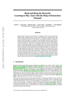 Read and Reap the Rewards: Learning to Play Atari with the Help of
  Instruction Manuals