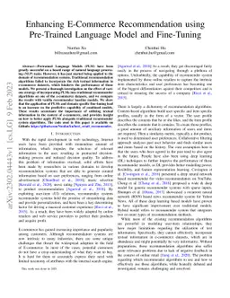 Enhancing E-Commerce Recommendation using Pre-Trained Language Model and
  Fine-Tuning