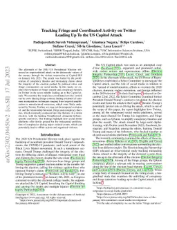 Tracking Fringe and Coordinated Activity on Twitter Leading Up To the US
  Capitol Attack