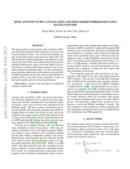 Joint Acoustic Echo Cancellation and Speech Dereverberation Using Kalman
  filters