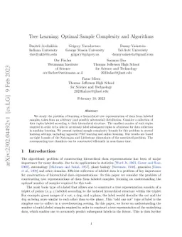 Tree Learning: Optimal Algorithms and Sample Complexity