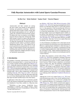 Fully Bayesian Autoencoders with Latent Sparse Gaussian Processes
