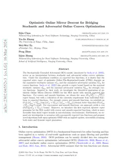 Optimistic Online Mirror Descent for Bridging Stochastic and Adversarial
  Online Convex Optimization