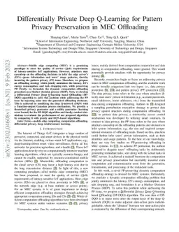 Differentially Private Deep Q-Learning for Pattern Privacy Preservation
  in MEC Offloading