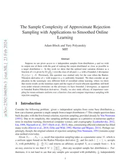 The Sample Complexity of Approximate Rejection Sampling with
  Applications to Smoothed Online Learning