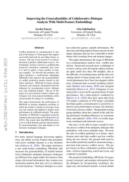 Improving the Generalizability of Collaborative Dialogue Analysis with
  Multi-Feature Embeddings