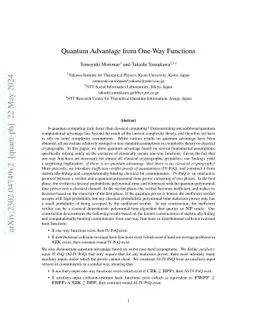 Quantum Advantage from One-Way Functions