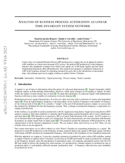 Analysis of business process automation as linear time-invariant system
  network
