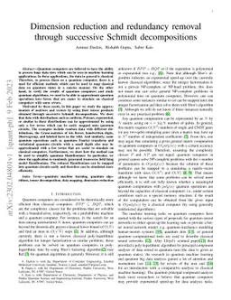 Dimension reduction and redundancy removal through successive Schmidt
  decompositions