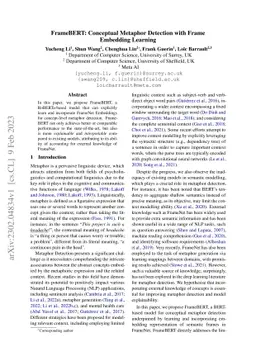FrameBERT: Conceptual Metaphor Detection with Frame Embedding Learning