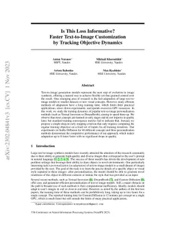 Is This Loss Informative? Faster Text-to-Image Customization by Tracking
  Objective Dynamics