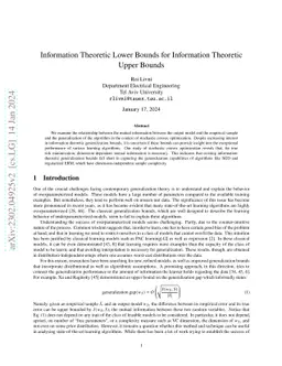 Information Theoretic Lower Bounds for Information Theoretic Upper
  Bounds