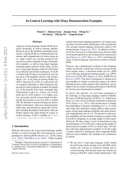 In-Context Learning with Many Demonstration Examples