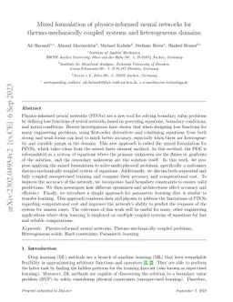 Mixed formulation of physics-informed neural networks for
  thermo-mechanically coupled systems and heterogeneous domains
