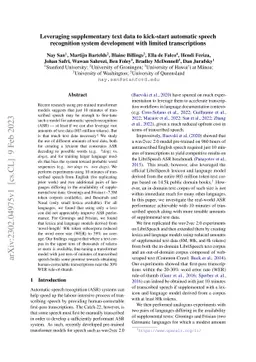 Leveraging supplementary text data to kick-start automatic speech
  recognition system development with limited transcriptions
