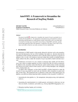 AutoNMT: A Framework to Streamline the Research of Seq2Seq Models