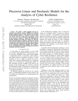 Piecewise Linear and Stochastic Models for the Analysis of Cyber
  Resilience