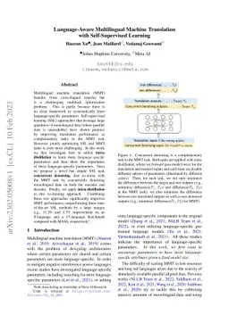 Language-Aware Multilingual Machine Translation with Self-Supervised
  Learning