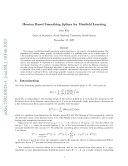 Hessian Based Smoothing Splines for Manifold Learning