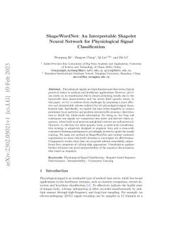 ShapeWordNet: An Interpretable Shapelet Neural Network for Physiological
  Signal Classification