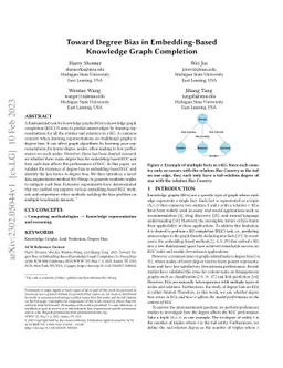 Toward Degree Bias in Embedding-Based Knowledge Graph Completion