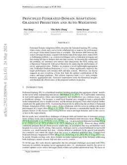 Principled Federated Domain Adaptation: Gradient Projection and
  Auto-Weighting