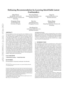 Debiasing Recommendation by Learning Identifiable Latent Confounders