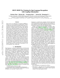 BEST: BERT Pre-Training for Sign Language Recognition with Coupling
  Tokenization