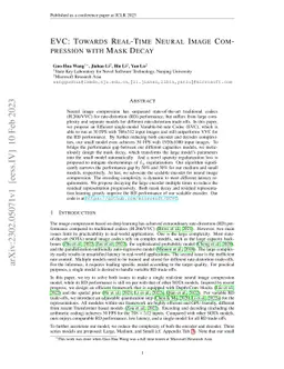 EVC: Towards Real-Time Neural Image Compression with Mask Decay