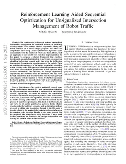 Reinforcement Learning Aided Sequential Optimization for Unsignalized
  Intersection Management of Robot Traffic