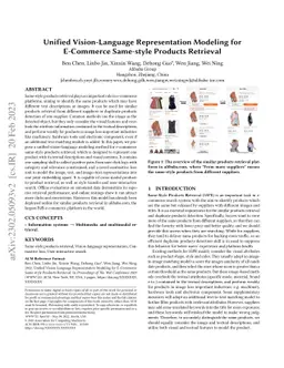 Unified Vision-Language Representation Modeling for E-Commerce
  Same-Style Products Retrieval