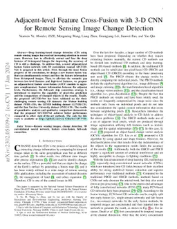 Adjacent-Level Feature Cross-Fusion With 3-D CNN for Remote Sensing
  Image Change Detection
