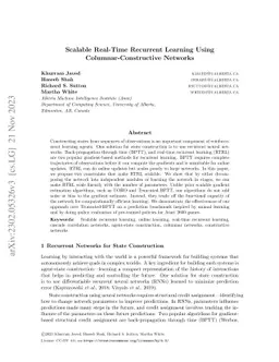 Scalable Real-Time Recurrent Learning Using Columnar-Constructive
  Networks
