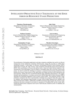 Intelligent Proactive Fault Tolerance at the Edge through Resource Usage
  Prediction